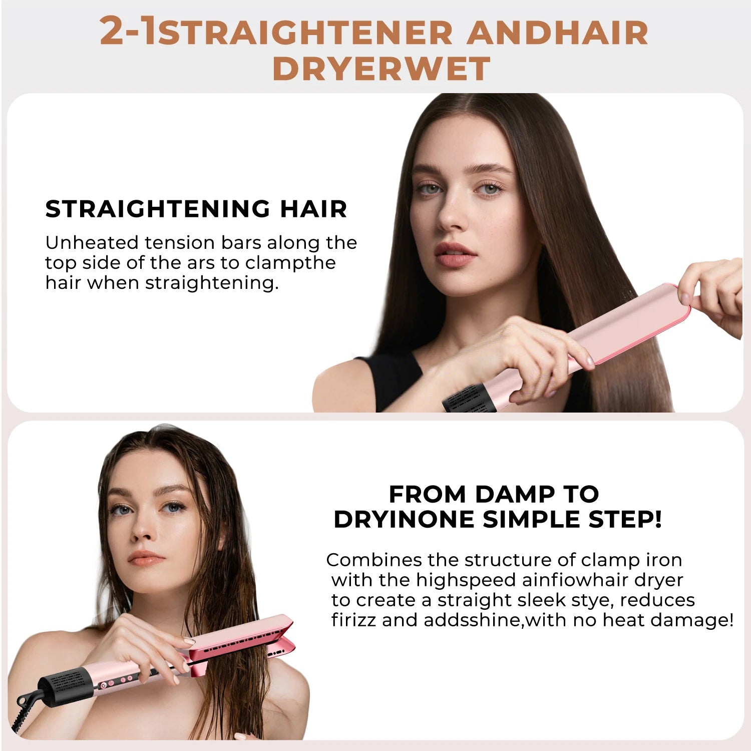 Blow Out Babe Pink 2in1 Just Air Straightener V 2.0 Wet2Dry