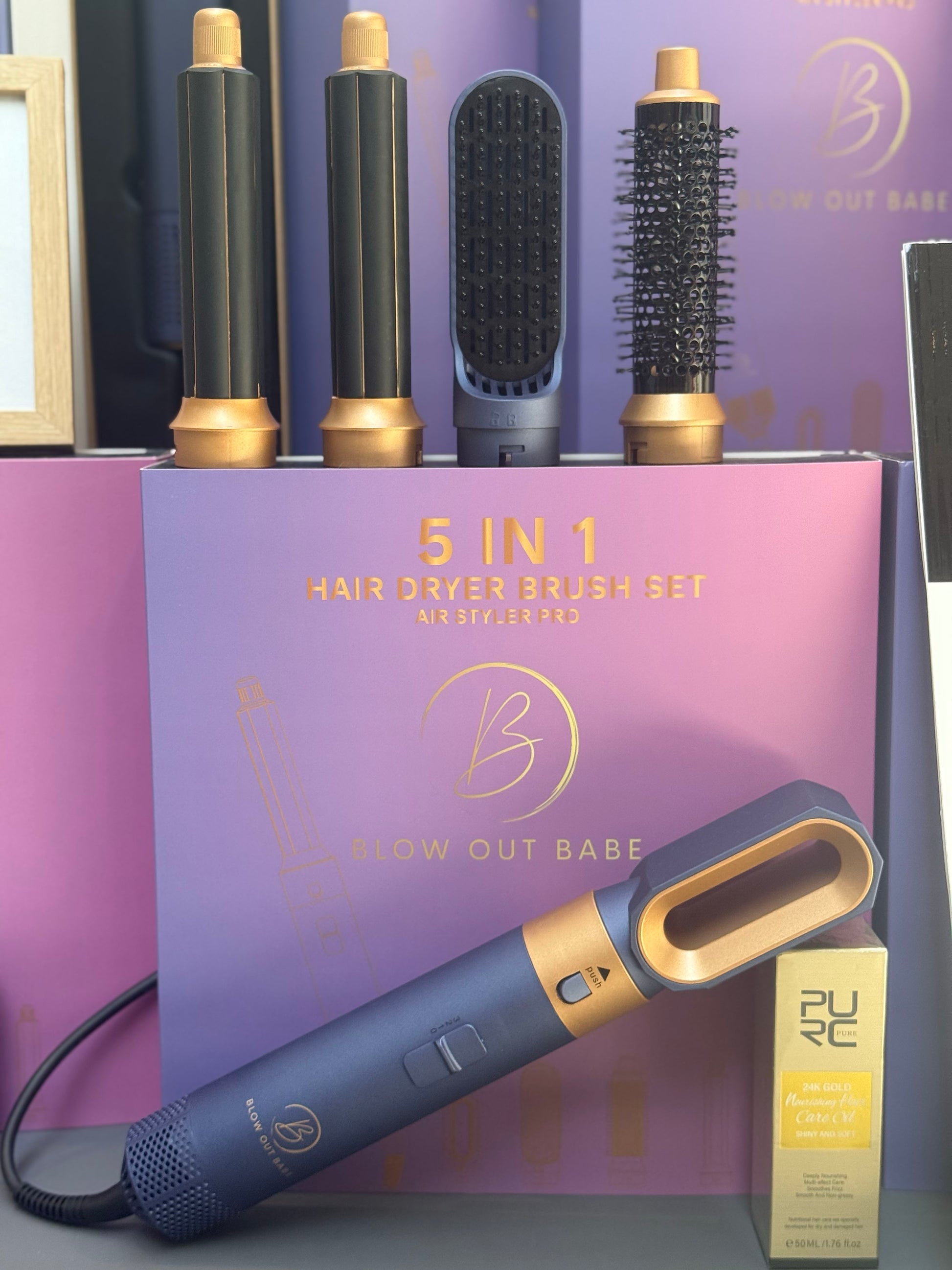 Blow Out Babe 5 in 1 Hair Air Dryer Professional Curling Iron Hair Straightener Styling Tool