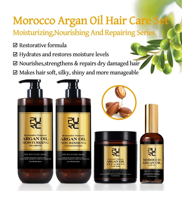 PURC Morocco Set Serum Smoothing Shampoo Conditioner And Repair Hair Mask Hair Care Products Kit