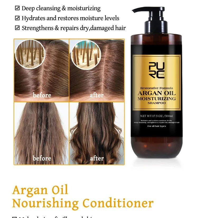 PURC Morocco Set Serum Smoothing Shampoo Conditioner And Repair Hair Mask Hair Care Products Kit