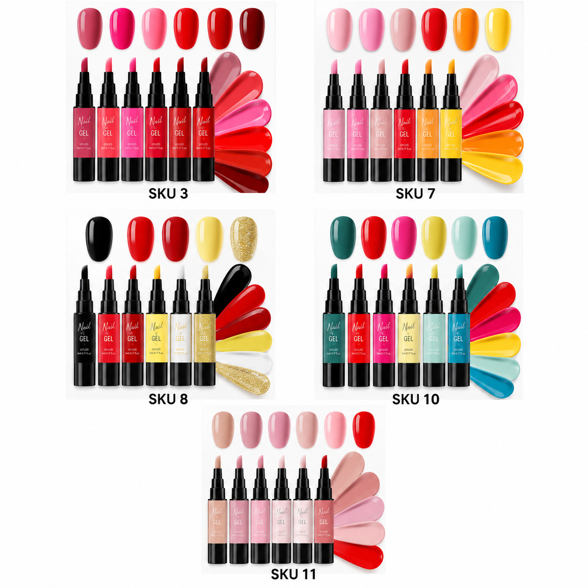 Nail Polish Pen Brush 6 Pack Assorted