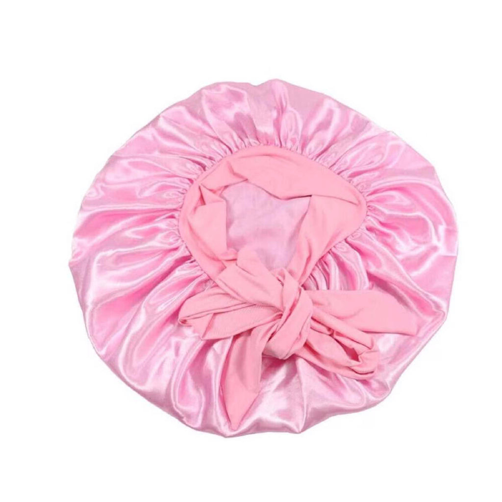 Satin Sleeping Bonnet with Tie Up Navy Blue
