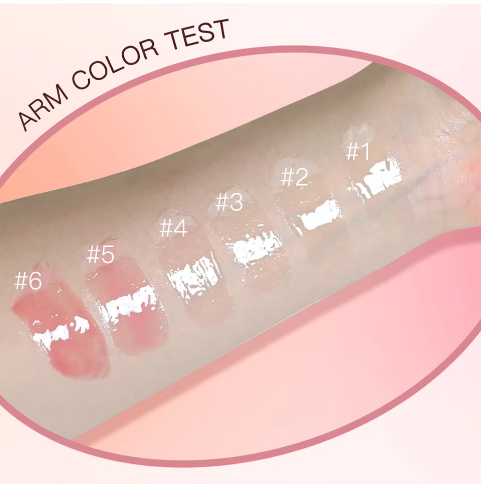 Color swatches on a person's arm with labeled shades for arm color test.