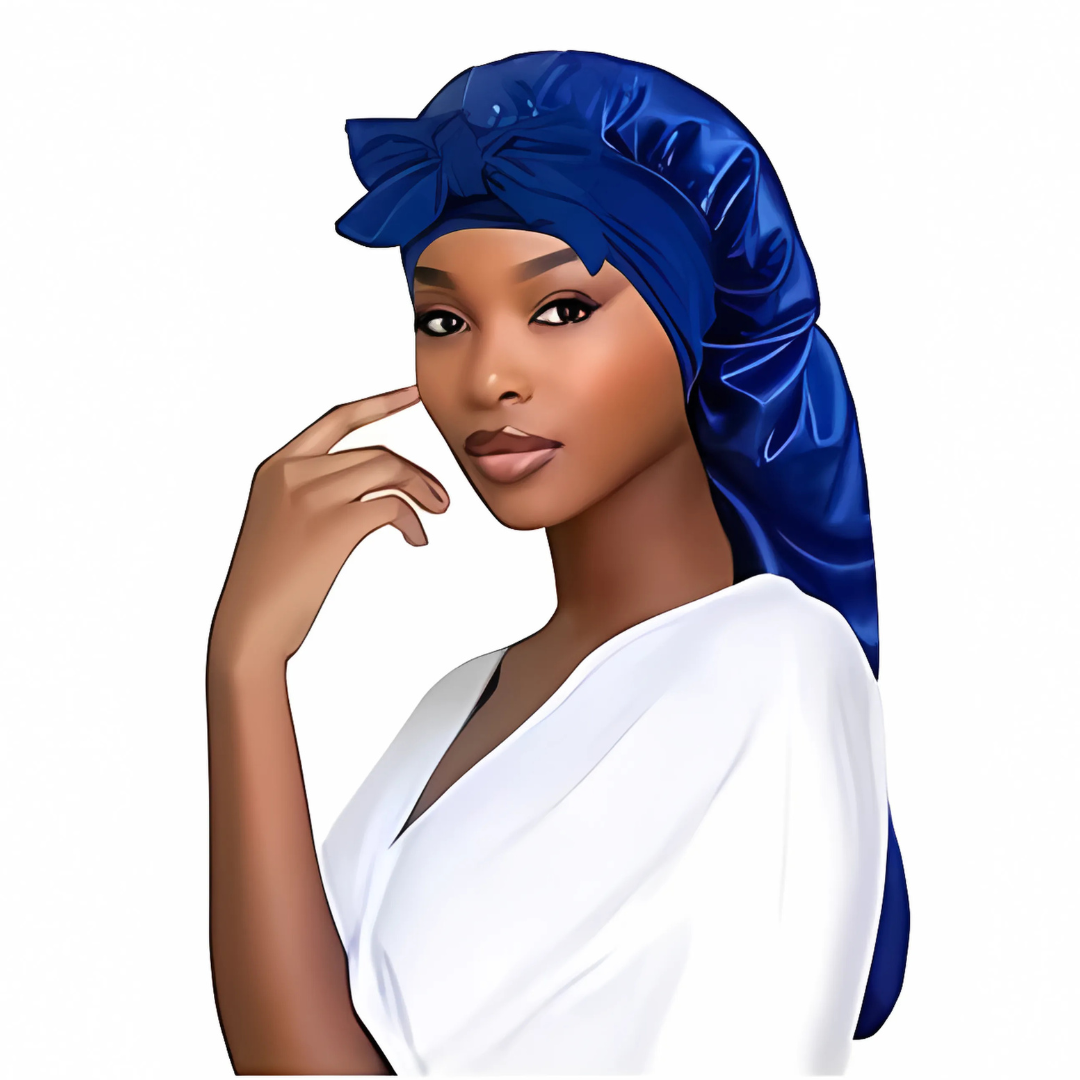 Satin Sleeping Bonnet with Tie Up for Long Hair