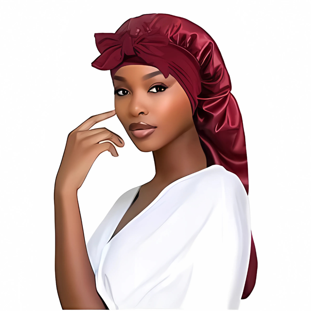 Satin Sleeping Bonnet with Tie Up for Long Hair