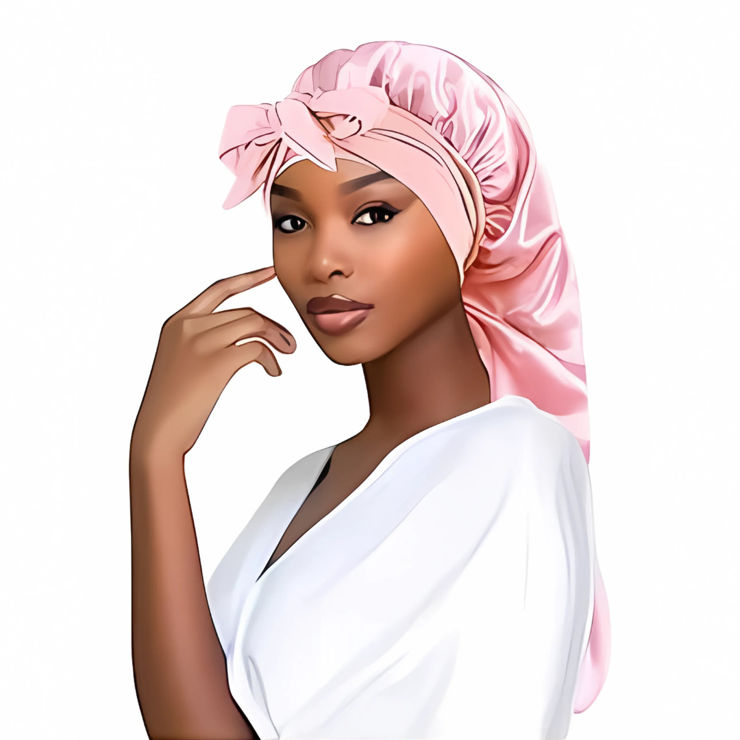 Satin Sleeping Bonnet with Tie Up for Long Hair