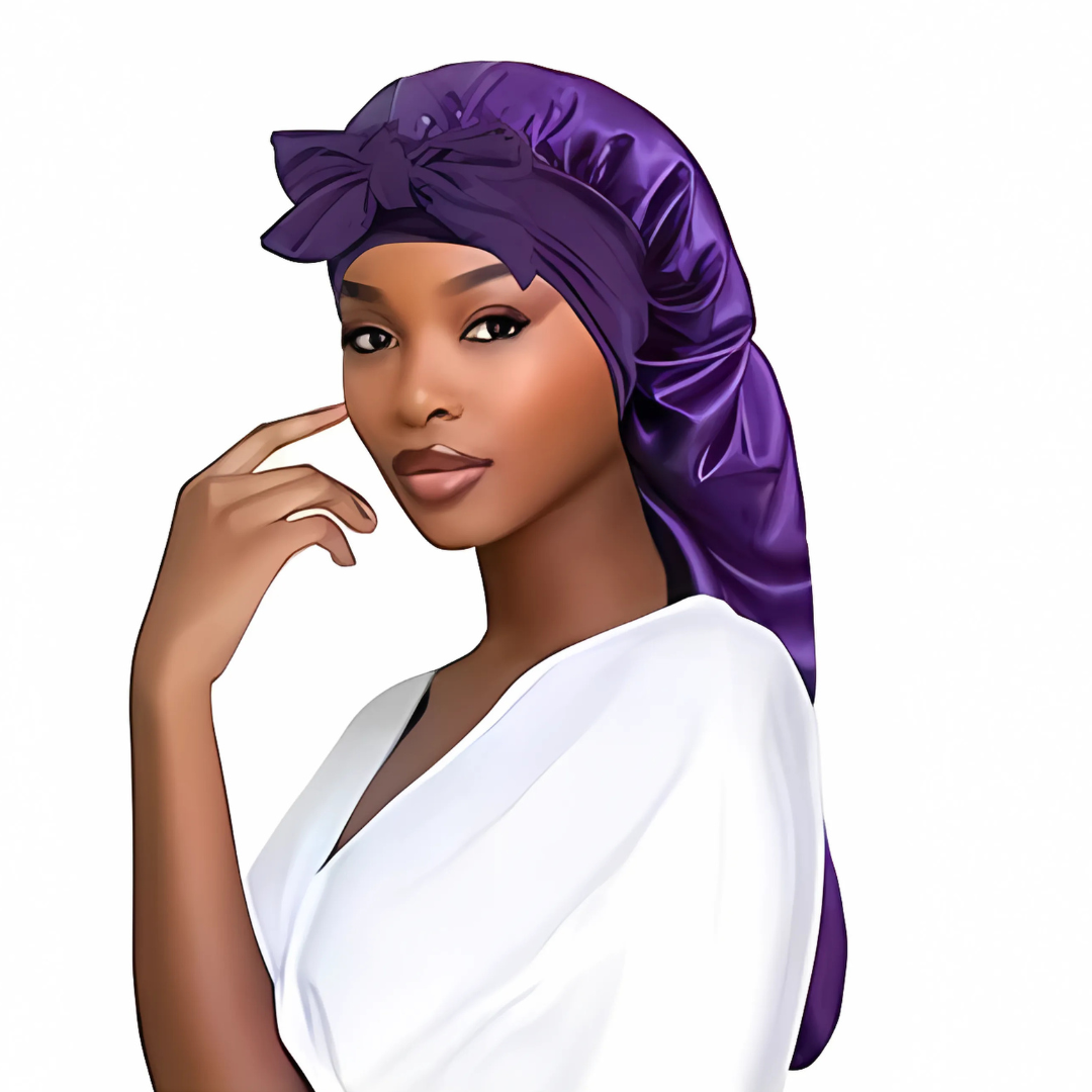 Satin Sleeping Bonnet with Tie Up for Long Hair
