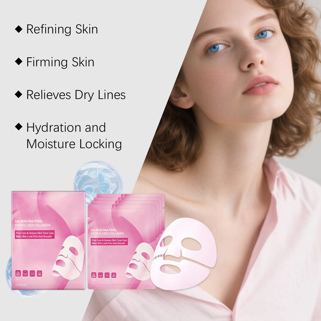 Korean Salmon DNA PDRN Hydrolyzed Collagen Face Mask 4 Pk