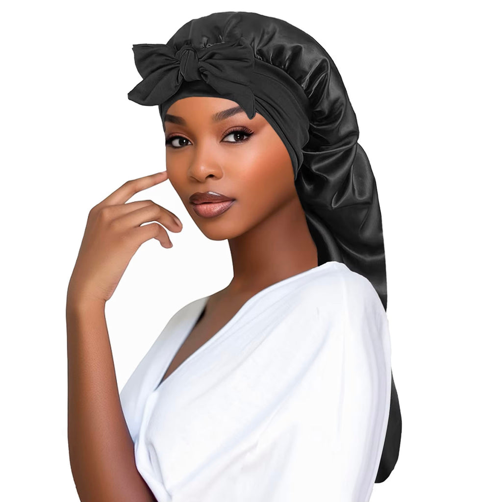 Satin Sleeping Bonnet with Tie Up for Long Hair
