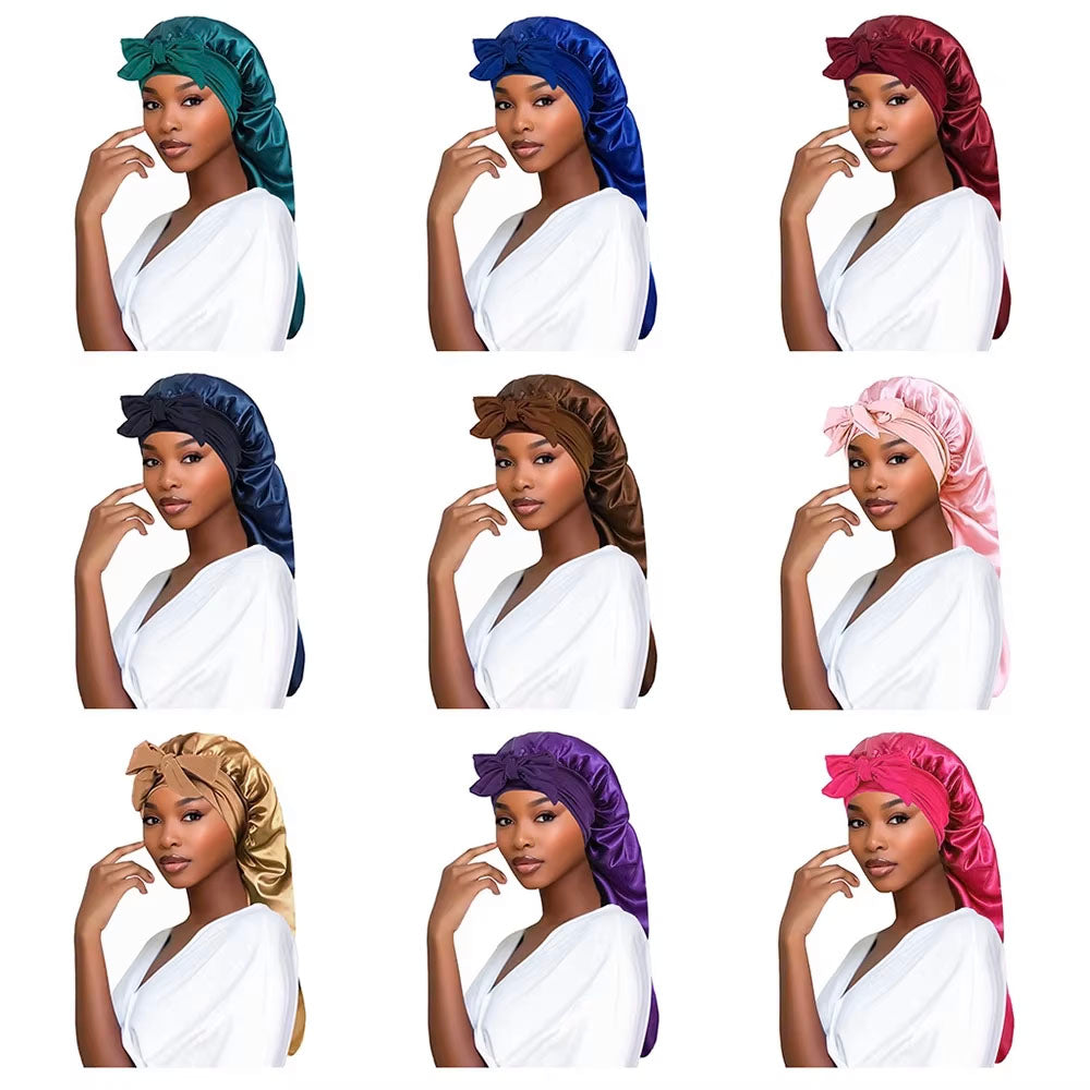 Satin Sleeping Bonnet with Tie Up for Long Hair